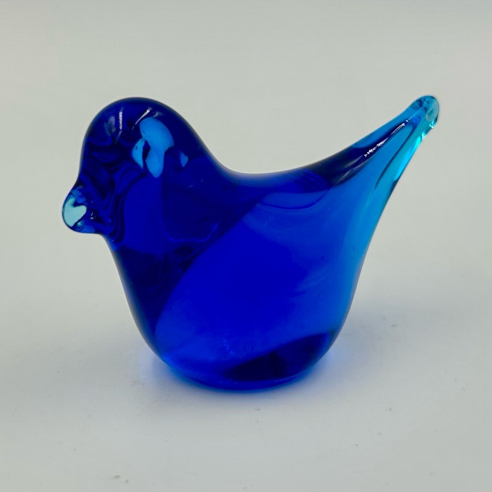 Hand-blown Cobalt Bluebird of Happiness Glass Collectible Paperweight Gift - Picture 2 of 7
